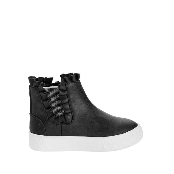 Black Sneaker Booties With Adorable Ruffle and Shimmery Elastic Detail NWT - Picture 7 of 8